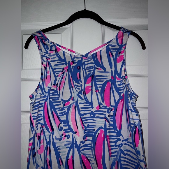 NWOT UNICORN Kristen Flounce Dress in Blue Haven pop up red right return - Picture 2 of 11